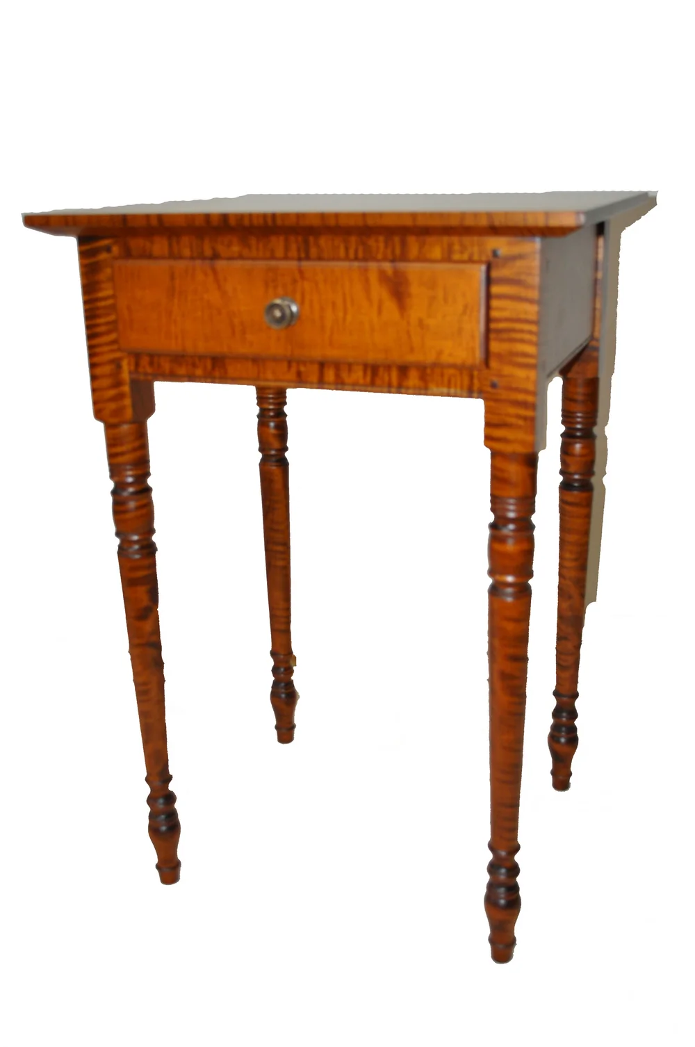 One-drawer night stand in curly maple