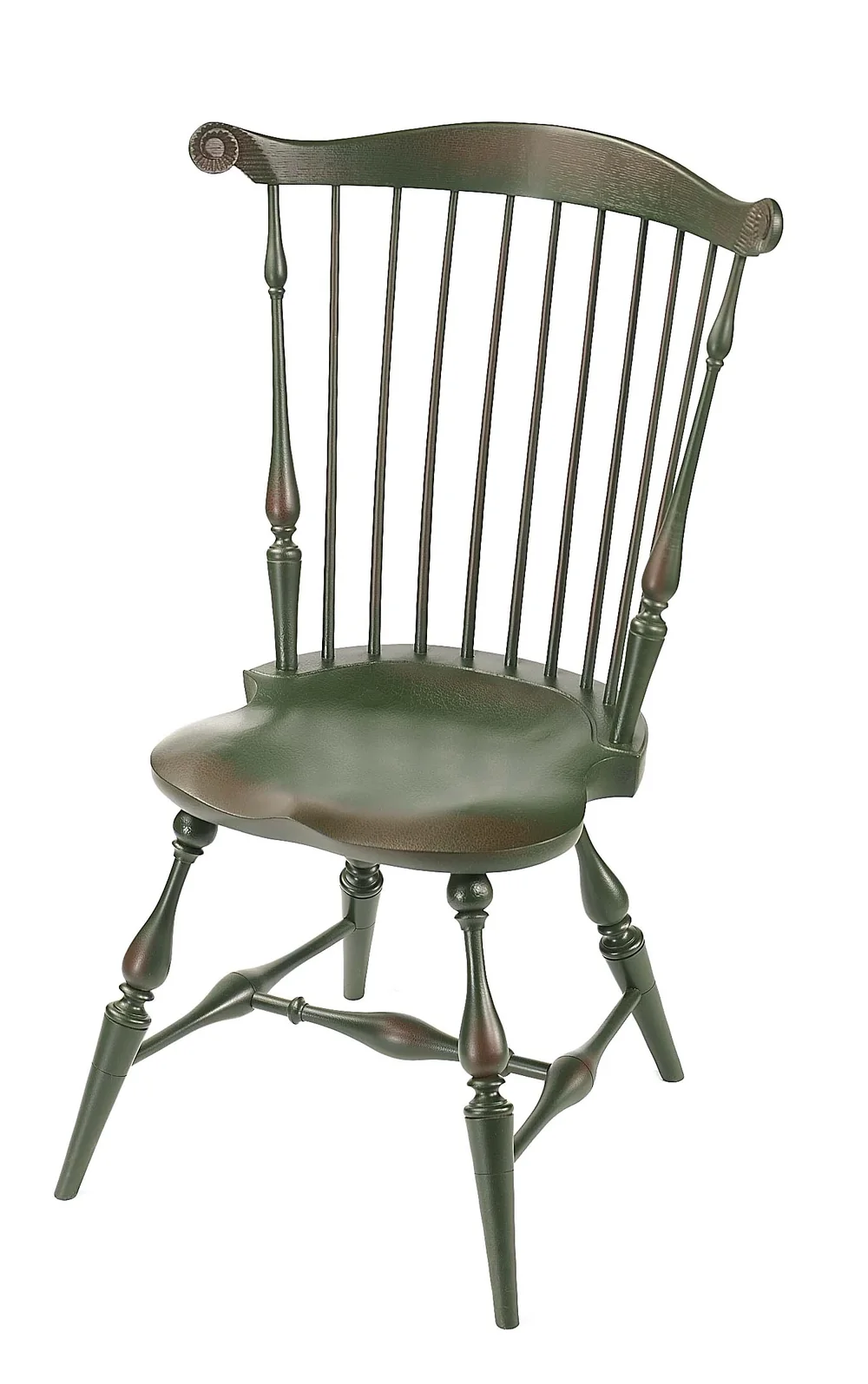 Fan-back Windsor side chair with a carved crest rail