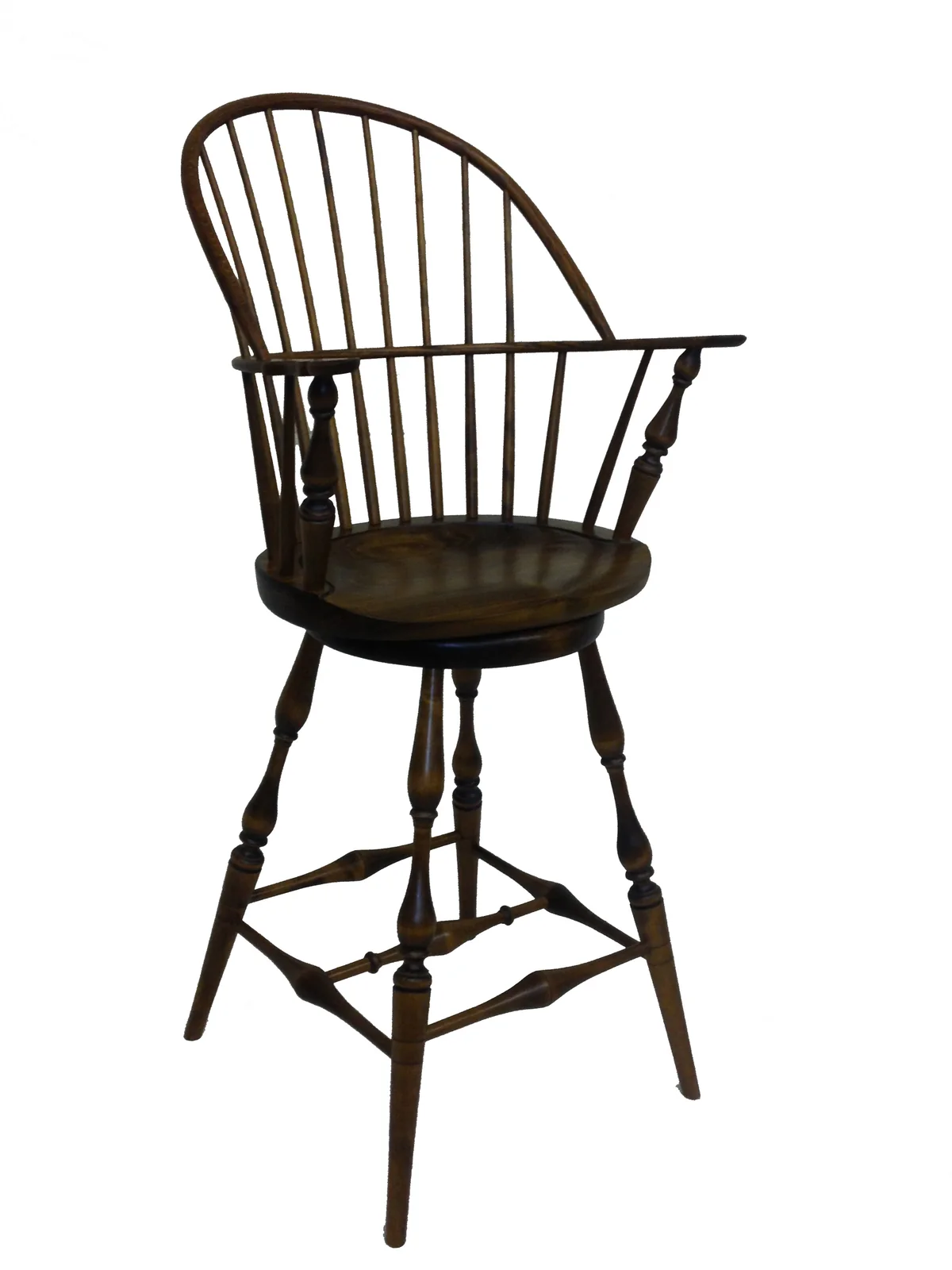 Windsor swivel bar stool with a saddled seat